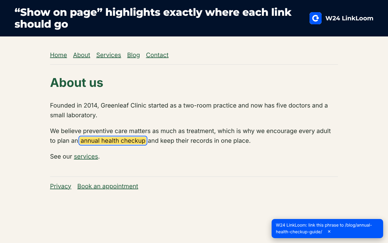 Source page with the suggested anchor phrase highlighted