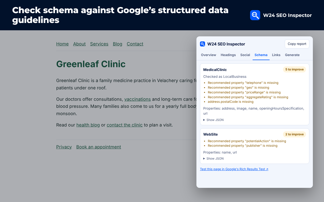 Schema checked against Google's guidelines.